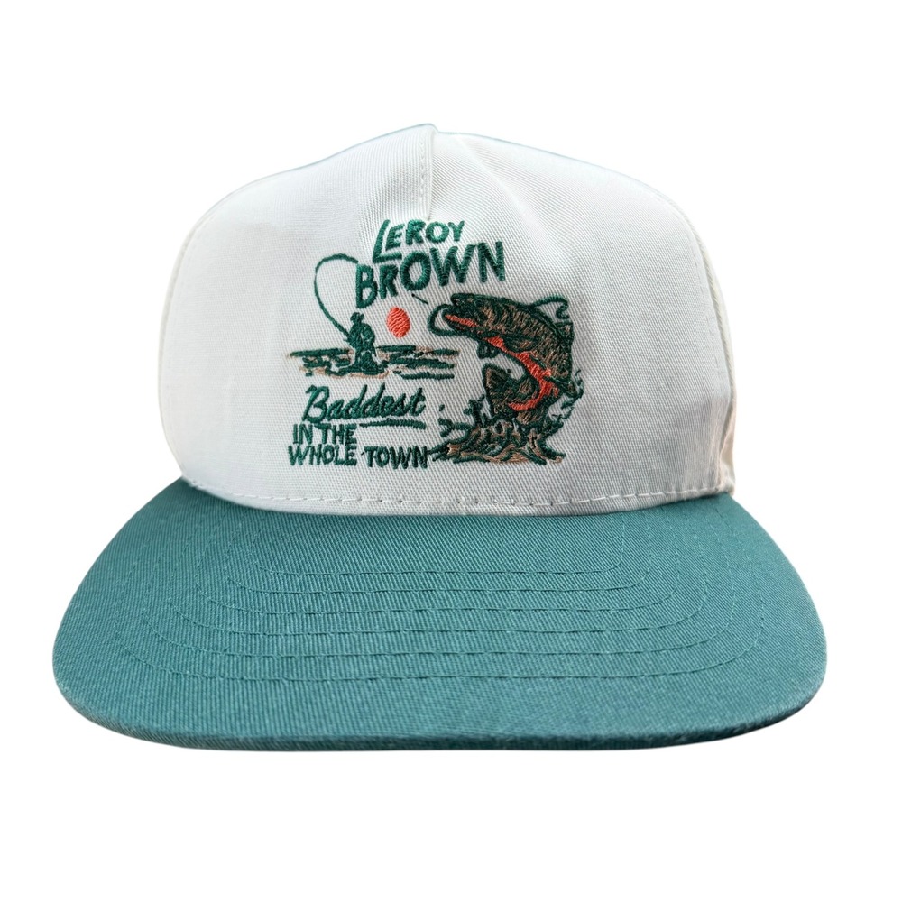 Sendero Provisions Co Mens Leroy Brown Fishing Snapback Hat White Green Cotton